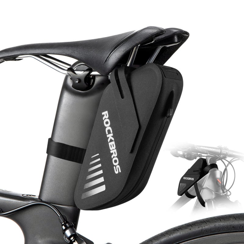 ROCKBROS Bike Seat Bag, Waterproof 0.6L Bike Seat Bag Frame Bag, Lightweight Bike Saddele Bag Top Tube Bag, Bike Accessories for Mountain MTB Road Foldable Bikes - Image 1
