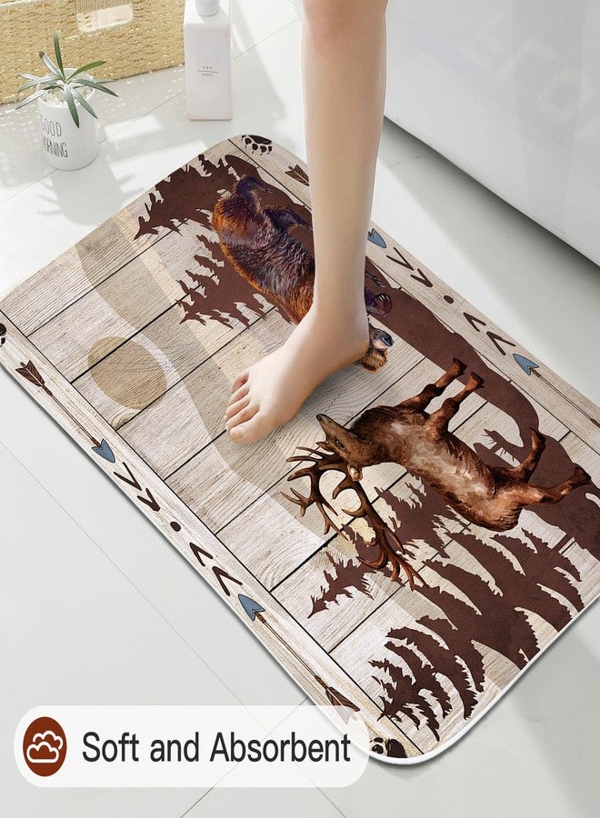 Litabel 4 Pcs Farmhouse Bear and Deer Shower Curtain Set with Non-Slip Rugs, Toilet Lid Cover and Bath Mat,Wooden Bathroom Decor Set with Shower Curtain and Rugs(Hooks Not Included) - Image 5