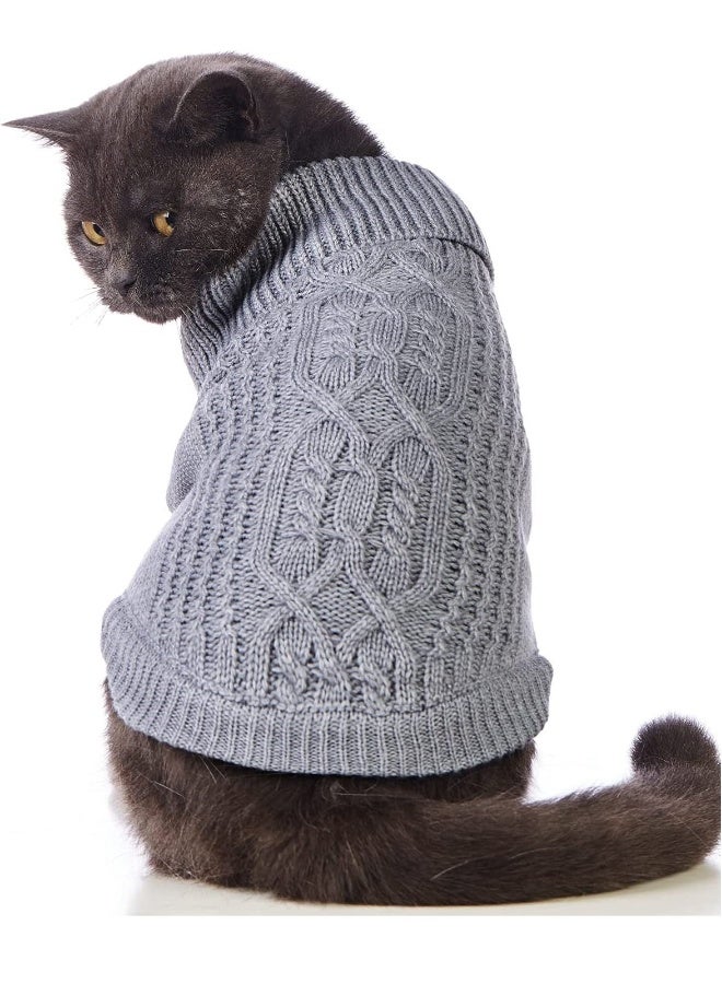 Warm Knitted Cat Sweater, Turtleneck Sleeveless Outfit for Cats & Small Dogs, Perfect Winter Clothes for Cold Season (L)  - Image 1