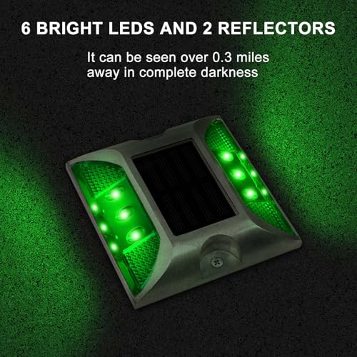 Aolyty Solar Driveway Dock Lights, IP68 Waterproof Solar Deck Light Outdoor Warning Step Lights Reflective Road Marker for Sidewalk Stair Garden Pathway Walkway (4 Pack, Yellow) - Image 3