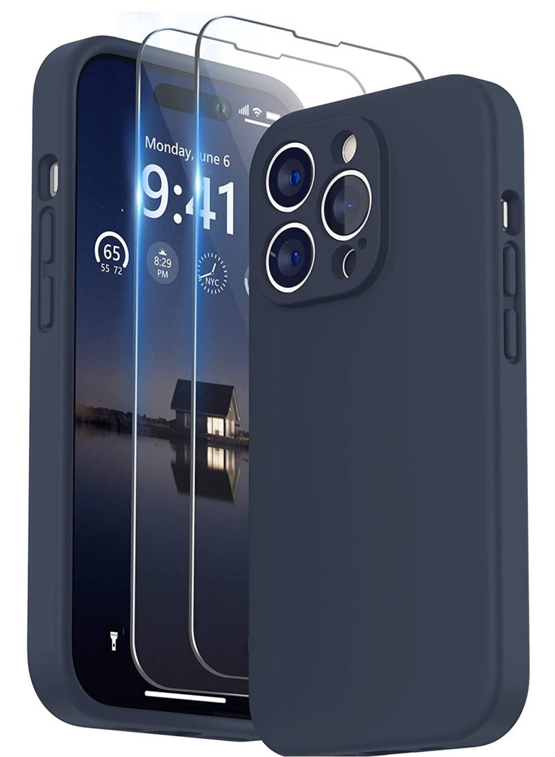 Case Compatible with iPhone 14 Pro MAX with Screen Protector, Silicone Case with Camera Protection, Case Compatible with iPhone 14 Pro MAX 6.7" (Night Blue) - Image 1