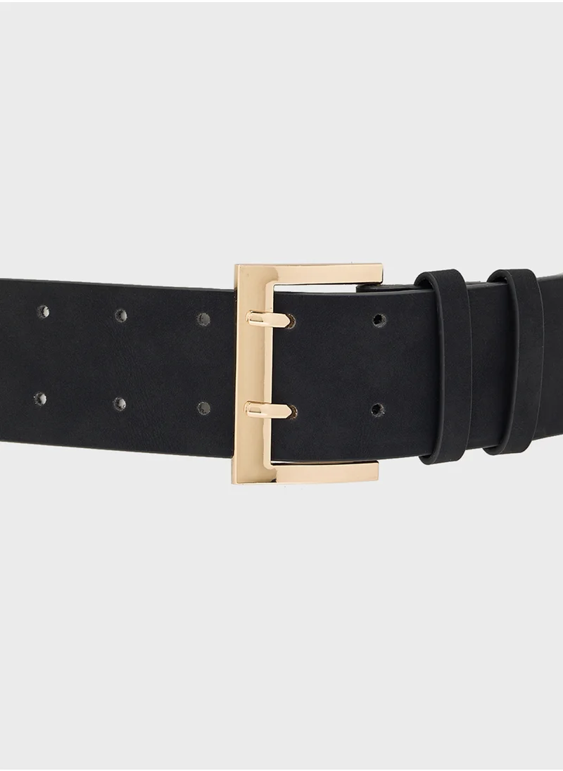 Ginger Wide Belt With Gold Buckle
