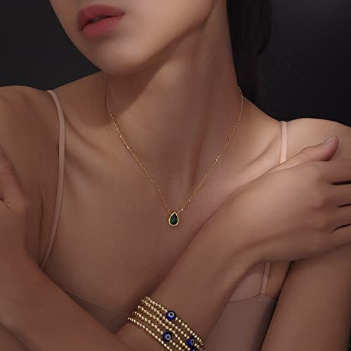 Badu 18K Gold red Created Gemstones 7x10mm teardrop Necklace for Women Solitaire Cubic Zirconia Jewelry Mothers Day Anniversary Birthday Gifts for Mom Girls Wife Her (red teardrop) - Image 5