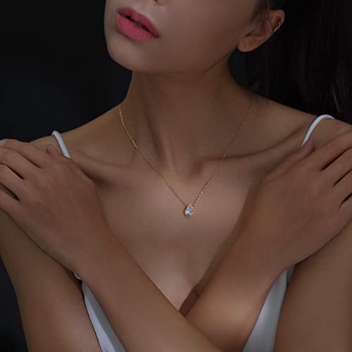 Badu 18K Gold red Created Gemstones 7x10mm teardrop Necklace for Women Solitaire Cubic Zirconia Jewelry Mothers Day Anniversary Birthday Gifts for Mom Girls Wife Her (red teardrop) - Image 3