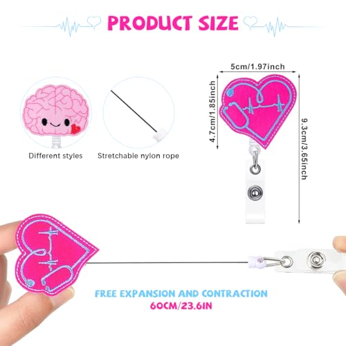 OFIFO® 8Pcs Retractable Badge Reels Cartoon Medical-Themed Embroidered ID Card Holder Snap -Button Closure Retractable Reels with Attach Clip, Ideal for Nurses, Medical Staffs, Hospital Workers - Image 2