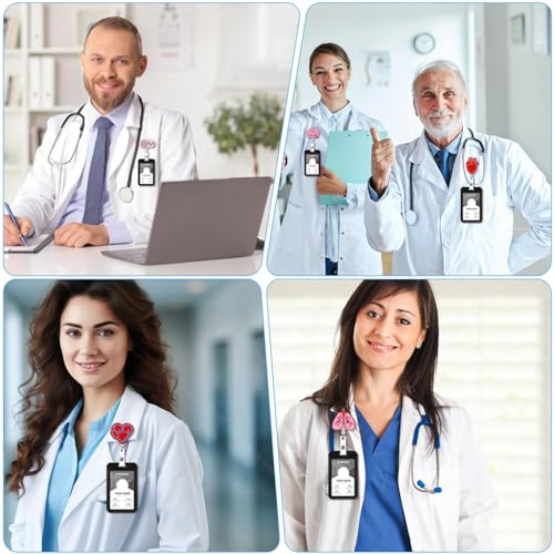 OFIFO® 8Pcs Retractable Badge Reels Cartoon Medical-Themed Embroidered ID Card Holder Snap -Button Closure Retractable Reels with Attach Clip, Ideal for Nurses, Medical Staffs, Hospital Workers - Image 5