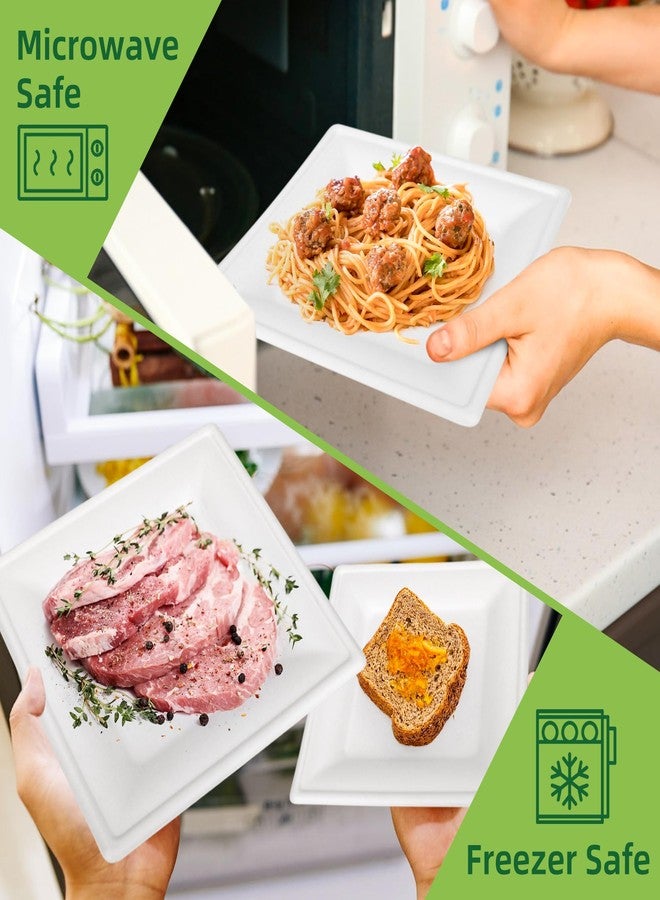 FEHHTO Compostable Paper Plates Set, 300PCS Disposable Heavy-Duty Plate and Utensils, Eco Friendly Biodegradable Dinnerware Kit Includes Plates, Forks, Knives, Spoons and Napkins for Party 50 People - Image 4