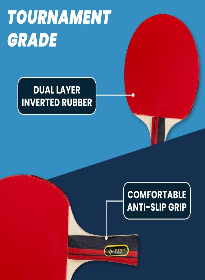 PulseITDriveKit Table Tennis Kit. 2 Premium TT Bats + 3 Ping Pong Balls + Case. Indoor & Outdoor Play. Ergonomic Grip Handles, Spin, Speed & Control Racket Set. Beginners, Kids & Professionals(B&R&W) - Image 5