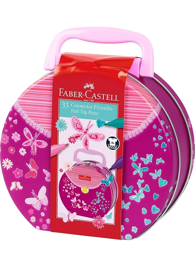 FABER-CASTELL - Connector Fibre Tip Pen In Handbag Tin 33 Piece Set Multicolor - Image 1