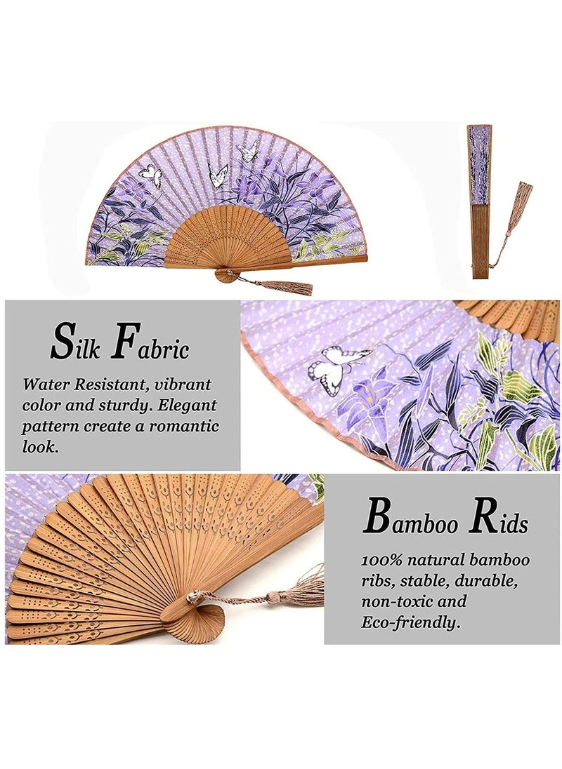 Small Folding Hand Fan for Women Chinese Japanese Vintage Bamboo Silk Fans for Dance, Performance, Decoration, Wedding, Party, Gift  - Image 5