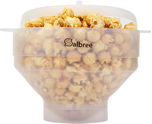 Salbree The Original Salbree Collapsible Silicone Microwave Popcorn Popper Maker Machine, Microwavable Bowl Holds 16 Cups, Uses Hot Air and Oil Always Optional - The Most Colors Available (Transparent) - Image 1