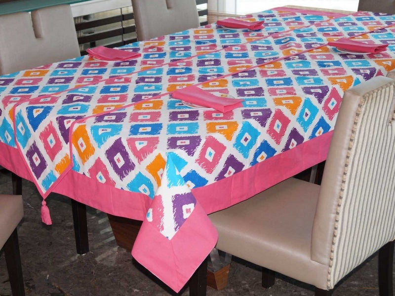Lushomes Square Printed 6 Seater Table Linen Set (1 Table Cloth 60 x 90 inches + 1 Runner + 6 Napkins) - Image 2