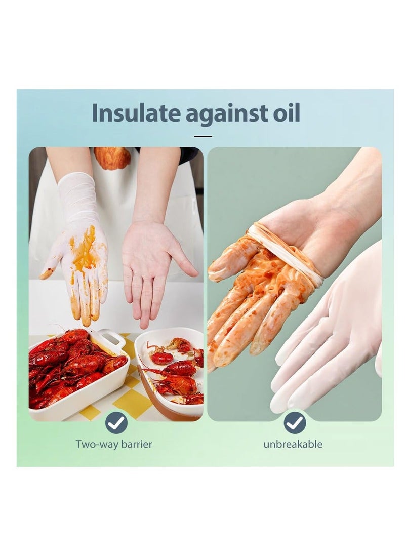 Disposable Waterproof Gloves for Kitchen Cleaning, Disposable Nitrile Gloves, Disposable Long Sleeved Gloves Extended Protection for Kitchen Cooking Cleaning Food Handling (1 Pack x 50 Pieces White) - Image 5