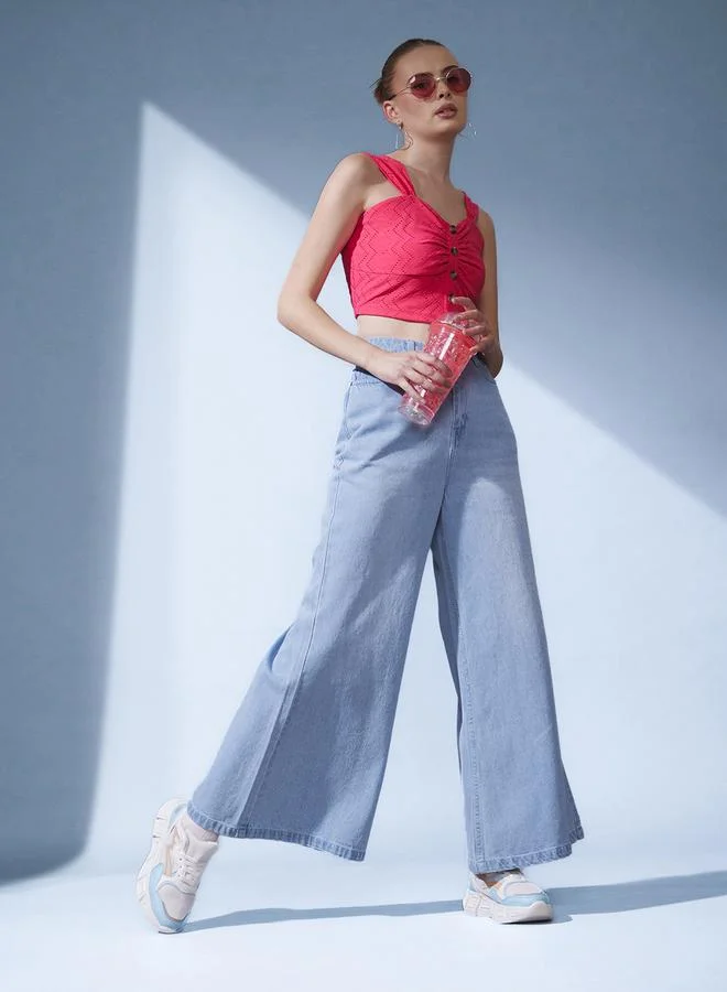STREET 9 STREET 9 High Rise Flared Faded Jeans