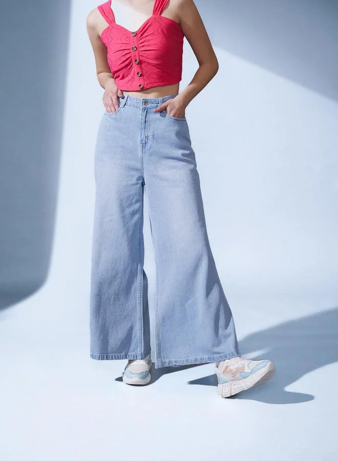STREET 9 STREET 9 High Rise Flared Faded Jeans