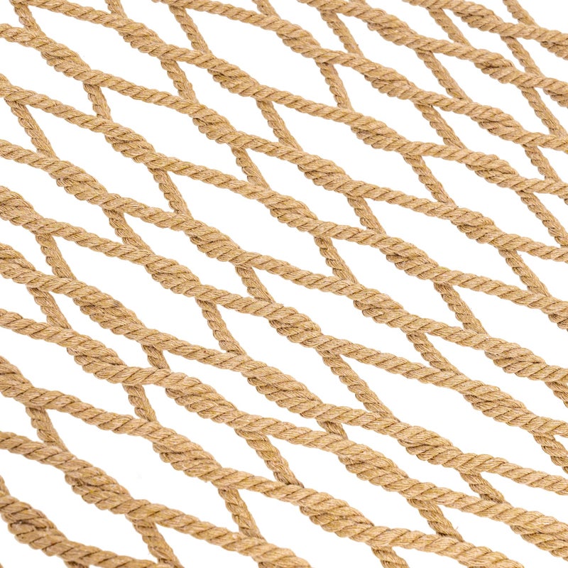 Lazy Daze Hammocks Double Rope Hammock, 2 Person Traditional Outdoor Hand Woven Cotton Rope Hammock with Spreader Bar, Carabiners, Tree Straps, Chains for Patio Yard - Max 450 Lbs, Tan - Image 3