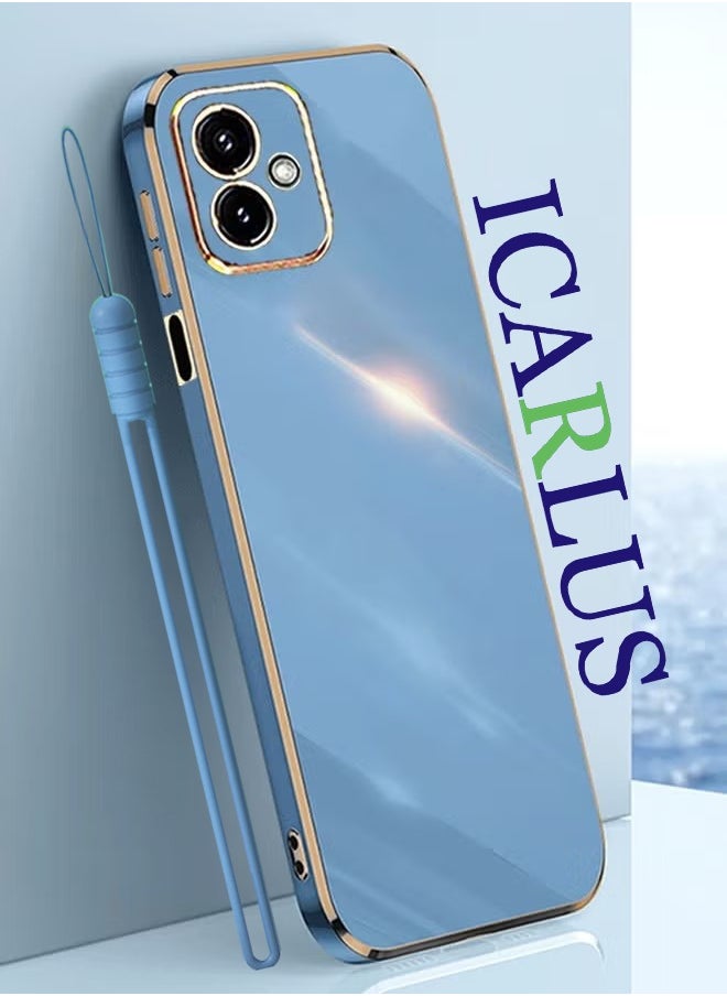 ICARLUS For Motorola Moto G54 5G Case Glossy Electroplating TPU Protective Cover Gold-Blue 