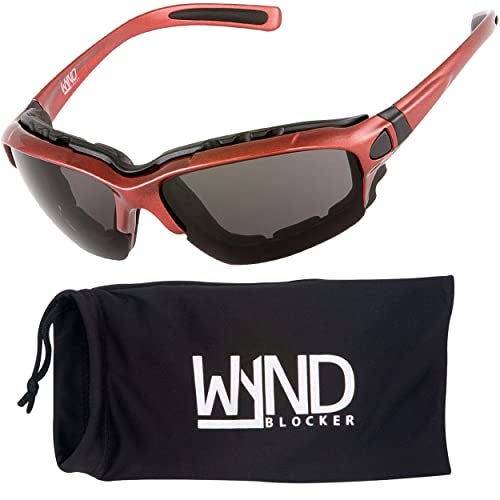 WYND Blocker Motorcycle Riding Glasses Extreme Sports Wrap Sunglasses, Red, Smoke - Image 1