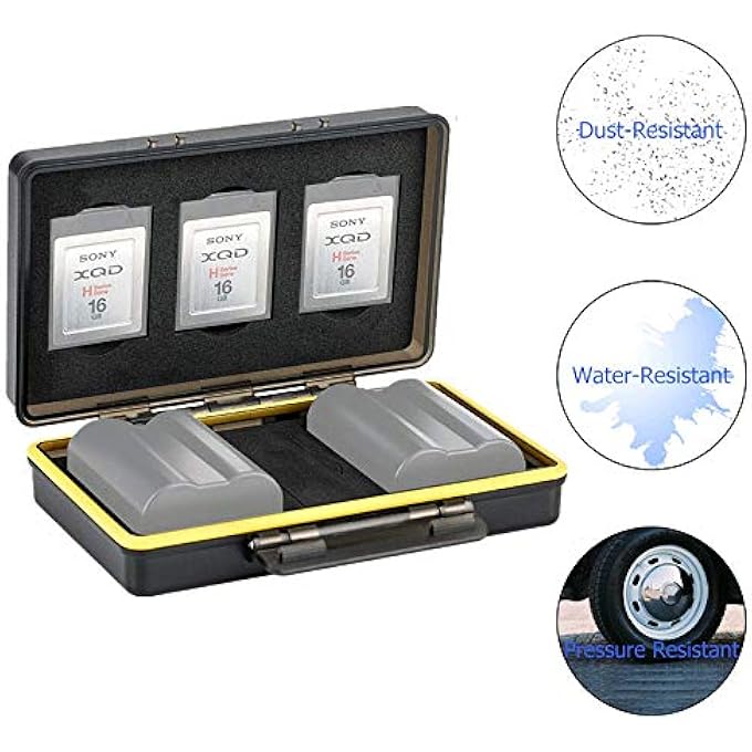 rayihni XQD CARD HOLDER CASE FOR 3 XQD CARDS WITH 2 CAMERA BATTERY SLOTS FOR NIKON EN-EL15 EN-EL15A EN-EL15B ON Z6 Z7 D850 D7500 D810A D810 D800 D800E D750 D610 D500 D7200 D7100 D7000 - Image 1