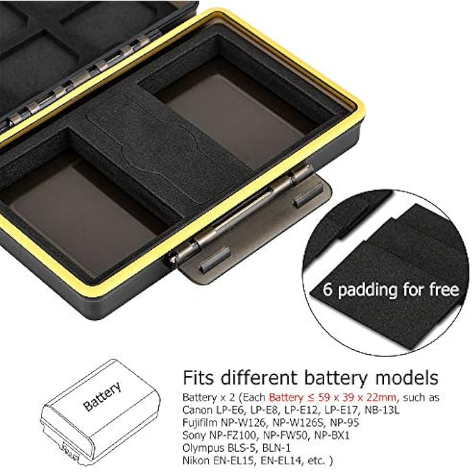 rayihni XQD CARD HOLDER CASE FOR 3 XQD CARDS WITH 2 CAMERA BATTERY SLOTS FOR NIKON EN-EL15 EN-EL15A EN-EL15B ON Z6 Z7 D850 D7500 D810A D810 D800 D800E D750 D610 D500 D7200 D7100 D7000 - Image 3