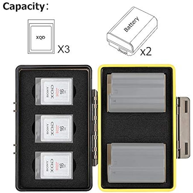 rayihni XQD CARD HOLDER CASE FOR 3 XQD CARDS WITH 2 CAMERA BATTERY SLOTS FOR NIKON EN-EL15 EN-EL15A EN-EL15B ON Z6 Z7 D850 D7500 D810A D810 D800 D800E D750 D610 D500 D7200 D7100 D7000 - Image 2