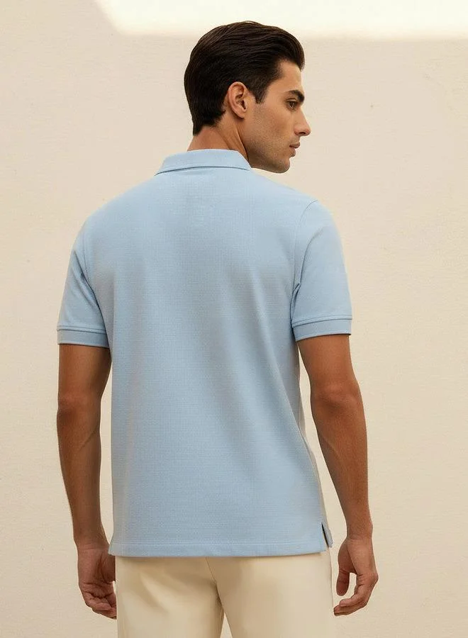 Splash FAV BLUE Men Short Sleeves Textured Polo T shirt for Men | Best Price UAE