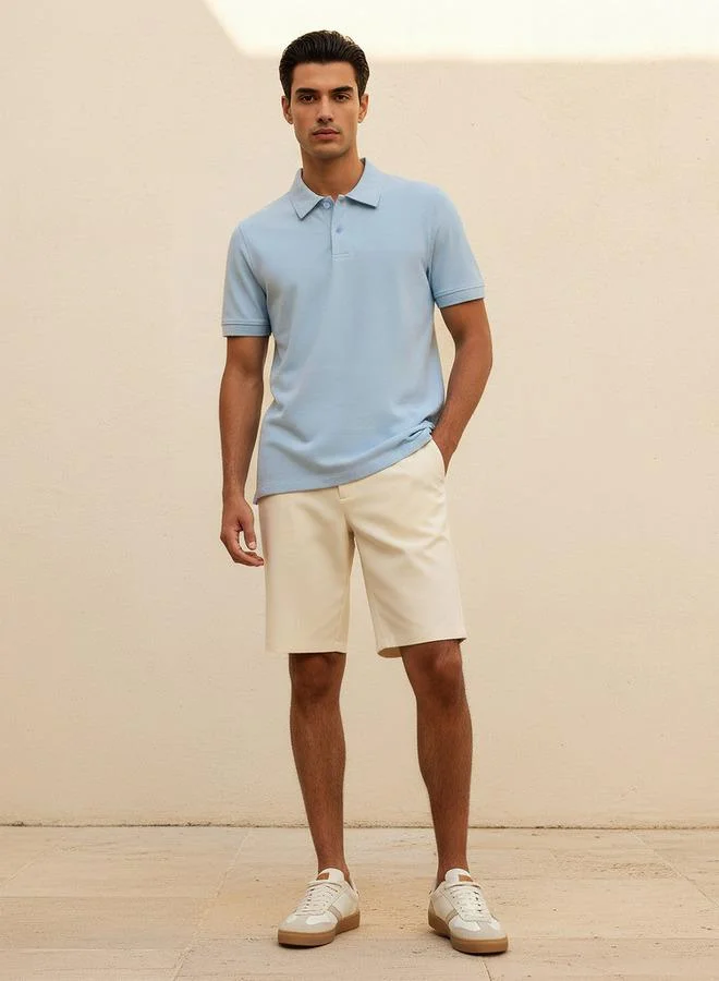 Splash FAV BLUE Men Short Sleeves Textured Polo T shirt for Men | Best Price UAE