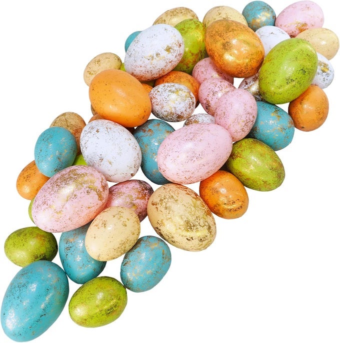 48 PCS 6 COLORS FOAM EASTER EGGS ASSORTED PASTEL GOLD LEAF EASTER EGGS DECORATIVE EASTER EGGS GOLD SPECKLED EASTER EGGS FOR EASTER CRAFT BASKET BOWL FILLERS TABLE CENTERPIECES SPRING PARTY