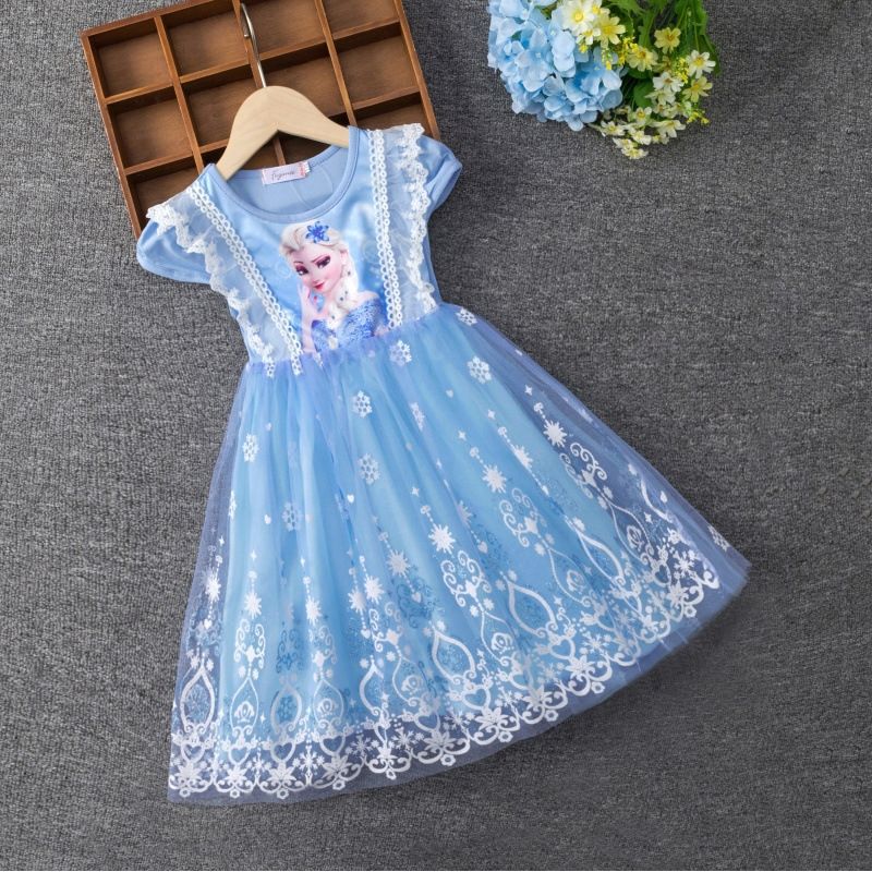 Frozen Princess Aisha Dress Girls' Short-Sleeved Dress Children'S Aisha Puff Dress - Image 4