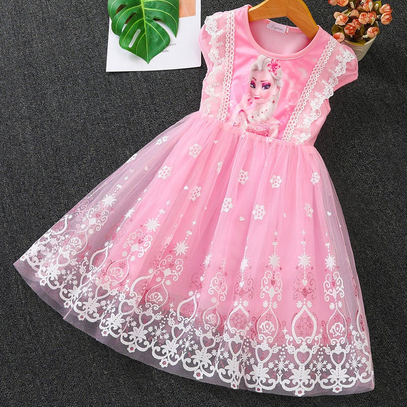 Frozen Princess Aisha Dress Girls' Short-Sleeved Dress Children'S Aisha Puff Dress - Image 5