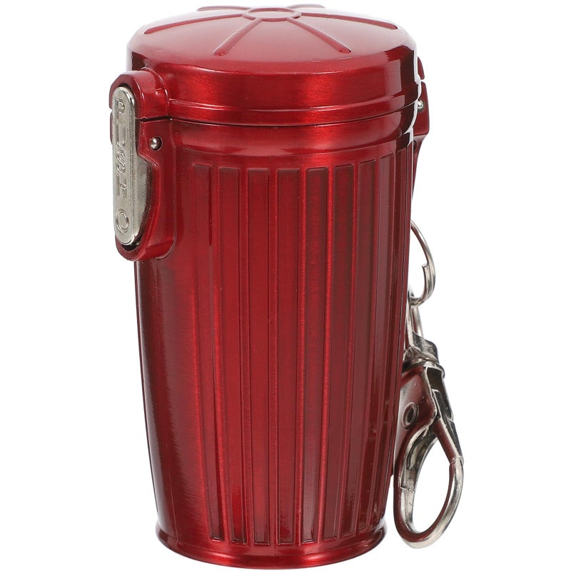 Portable Pocket Ashtray With Lid Keychain Sealed Mini Cigarette Butt Holder For Travel Car Camping Red - Image 2