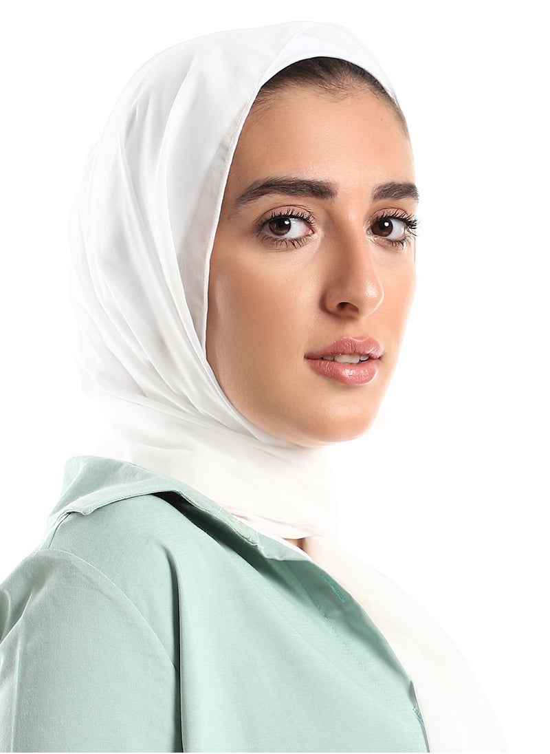 دولابي طرحه شيفون كريب ساده - اوف وايت  - Image 2