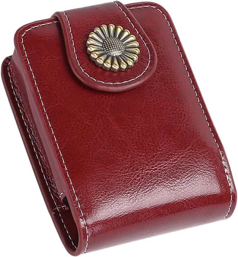 Pu Leather Lipstick Pouch with Built-in Mirror Portable Lipstick Case Holder Small Travel Cosmetic Bag for Women for Daily Use - Image 1