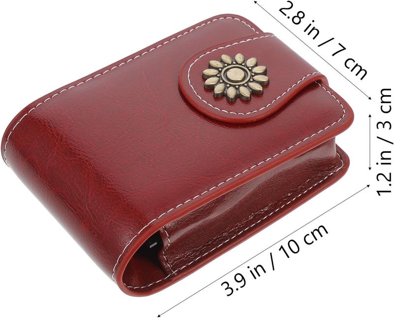 Pu Leather Lipstick Pouch with Built-in Mirror Portable Lipstick Case Holder Small Travel Cosmetic Bag for Women for Daily Use - Image 2