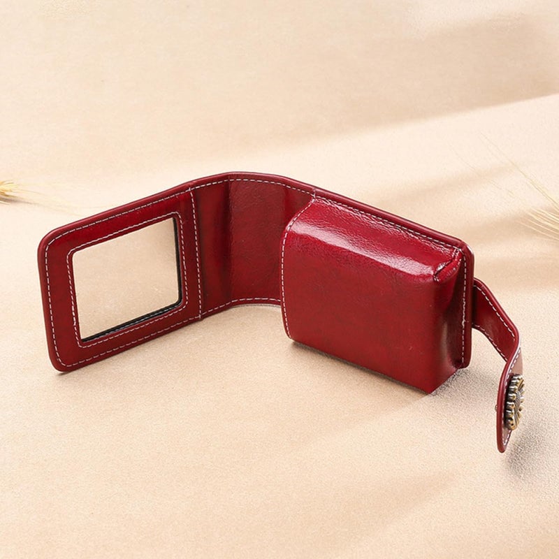 Pu Leather Lipstick Pouch with Built-in Mirror Portable Lipstick Case Holder Small Travel Cosmetic Bag for Women for Daily Use - Image 4