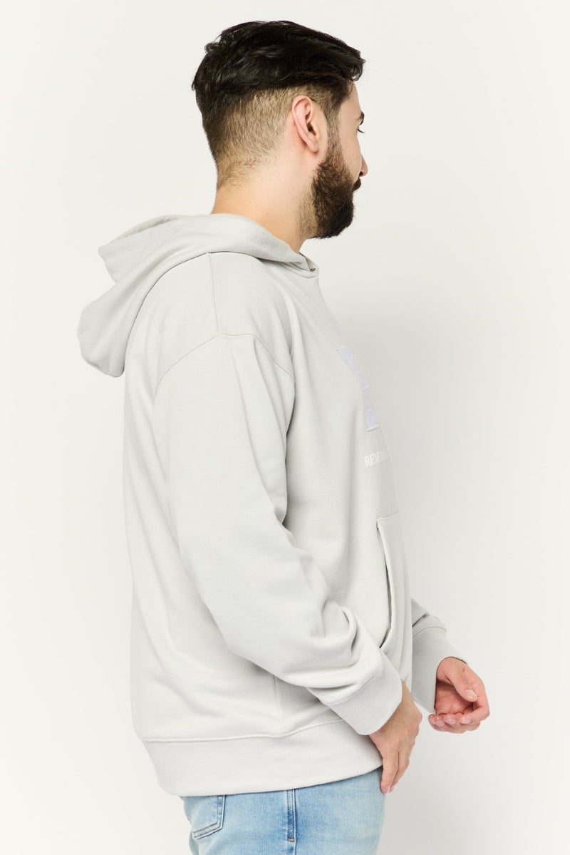 Established Redefining Essentials Men Hooded Long Sleeve Embroidered Sweatshirt, Grey - Image 3