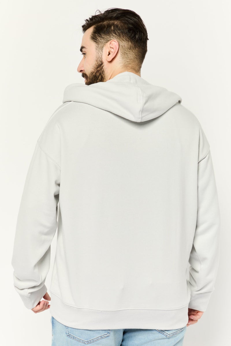 Established Redefining Essentials Men Hooded Long Sleeve Embroidered Sweatshirt, Grey - Image 4