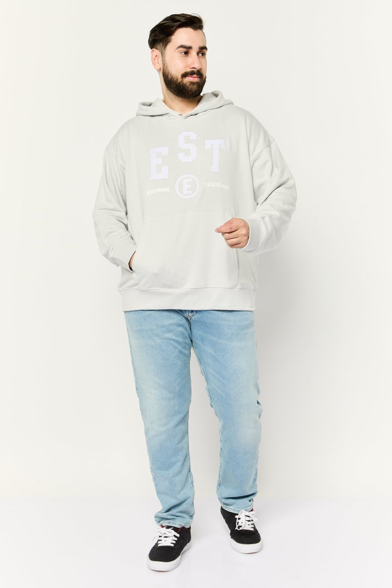 Established Redefining Essentials Men Hooded Long Sleeve Embroidered Sweatshirt, Grey - Image 4