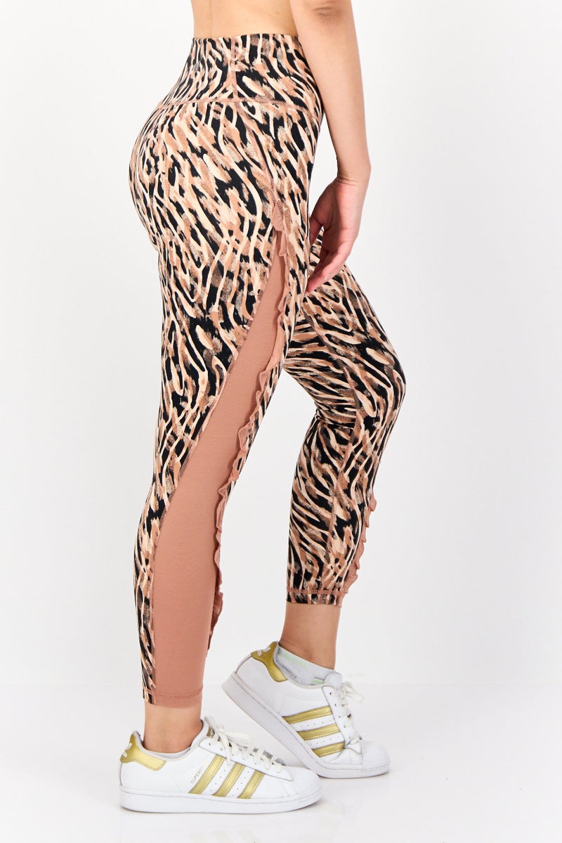 Adidas  leggings تدريب ضيقة للنساء، تان - Image 4