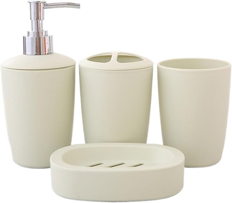 Soap Dispenser Set Bathroom Accessories Set 4PCS Soap Dispenser Bottle Dish Washroom Toothbrush Holder Cup Suit Home Decoration(Brown) - Image 2