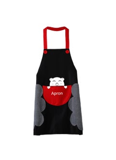 Zibuyu Zibuyu® Kitchen Apron with Pocket Cartoon Smile Bear Apron Oil-Proof PVC Cooking Apron with Water Absorbent Coral Plush Patches for Hand Wiping 27.56 inches Long 