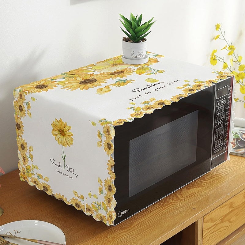 Wolpin Sunflower Blossom Microwave Oven Dust Proof Cover (100 x 35 CM) | Modern Decorative Kitchen Appliance Protector | Durable Fabric, Easy to Clean | Fits Standard Ovens - Image 3