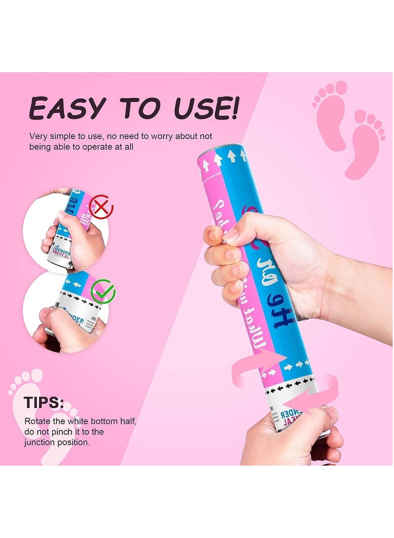 MARKQ Pink Gender Reveal Confetti Cannon with Tissue & Safe Powder Smoke, 30 cm Party Poppers for Pregnancy Announcement | Gender Reveal Confetti | Baby Girl Gender Reveal Party Supplies [1 Pack] - Image 4