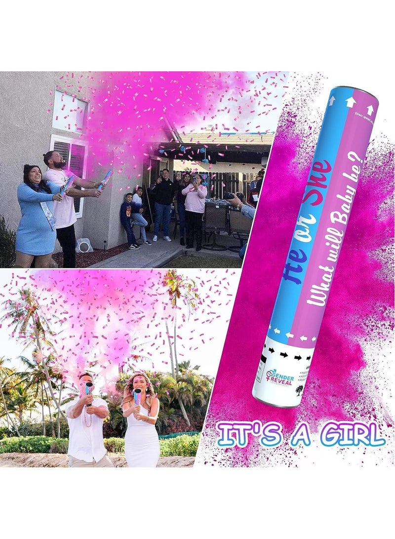 MARKQ Pink Gender Reveal Confetti Cannon with Tissue & Safe Powder Smoke, 30 cm Party Poppers for Pregnancy Announcement | Gender Reveal Confetti | Baby Girl Gender Reveal Party Supplies [1 Pack] - Image 5