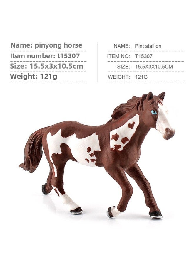 Simulation Horse Model Children's Cognitive Pint Stallion Black And White Flower Mare Arabian Martial Horse Ornaments-Color:T15307 Pint Stallion 121g  - Image 1