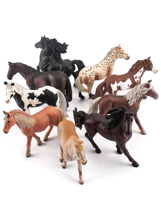 Simulation Horse Model Children's Cognitive Pint Stallion Black And White Flower Mare Arabian Martial Horse Ornaments-Color:T15307 Pint Stallion 121g  - Image 2