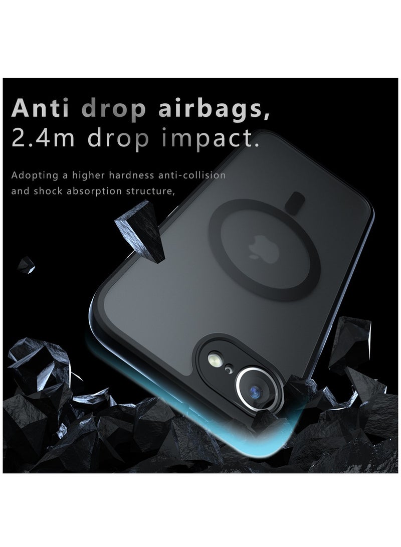 [1+1 Sets] For iPhone 16e Case Cover & Screen Protector Magnetic Frosted Translucent Back Protective Slim Phone Cover, Anti-Fingerprints, Anti-Fall Drop Protection，1 Tempered Flims  - Image 4