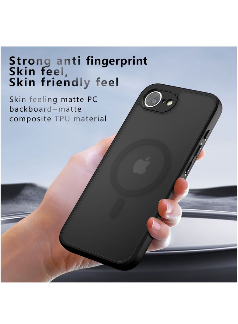 [1+1 Sets] For iPhone 16e Case Cover & Screen Protector Magnetic Frosted Translucent Back Protective Slim Phone Cover, Anti-Fingerprints, Anti-Fall Drop Protection，1 Tempered Flims  - Image 5