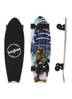 BAYBEE 68 cm Skating Board For Kids Adults With 7 Layer Maple Wood Deck Pp Wheels Double Kick Concave Skating Board For Beginners Learners Skateboard For Teen Boys Girls Above 5 Years Bass  - Image 1