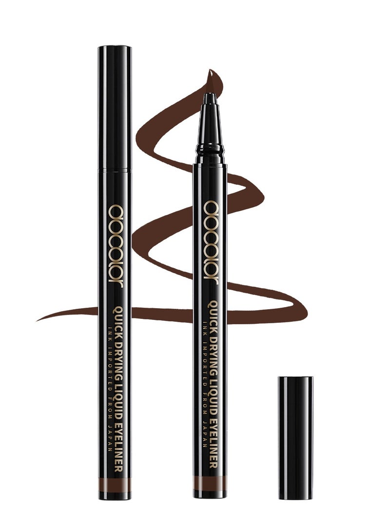docolor Rich Brown Waterproof Liquid Eyeliner – Precision Tip for Smudge-Proof Cat Eyes  - Image 2